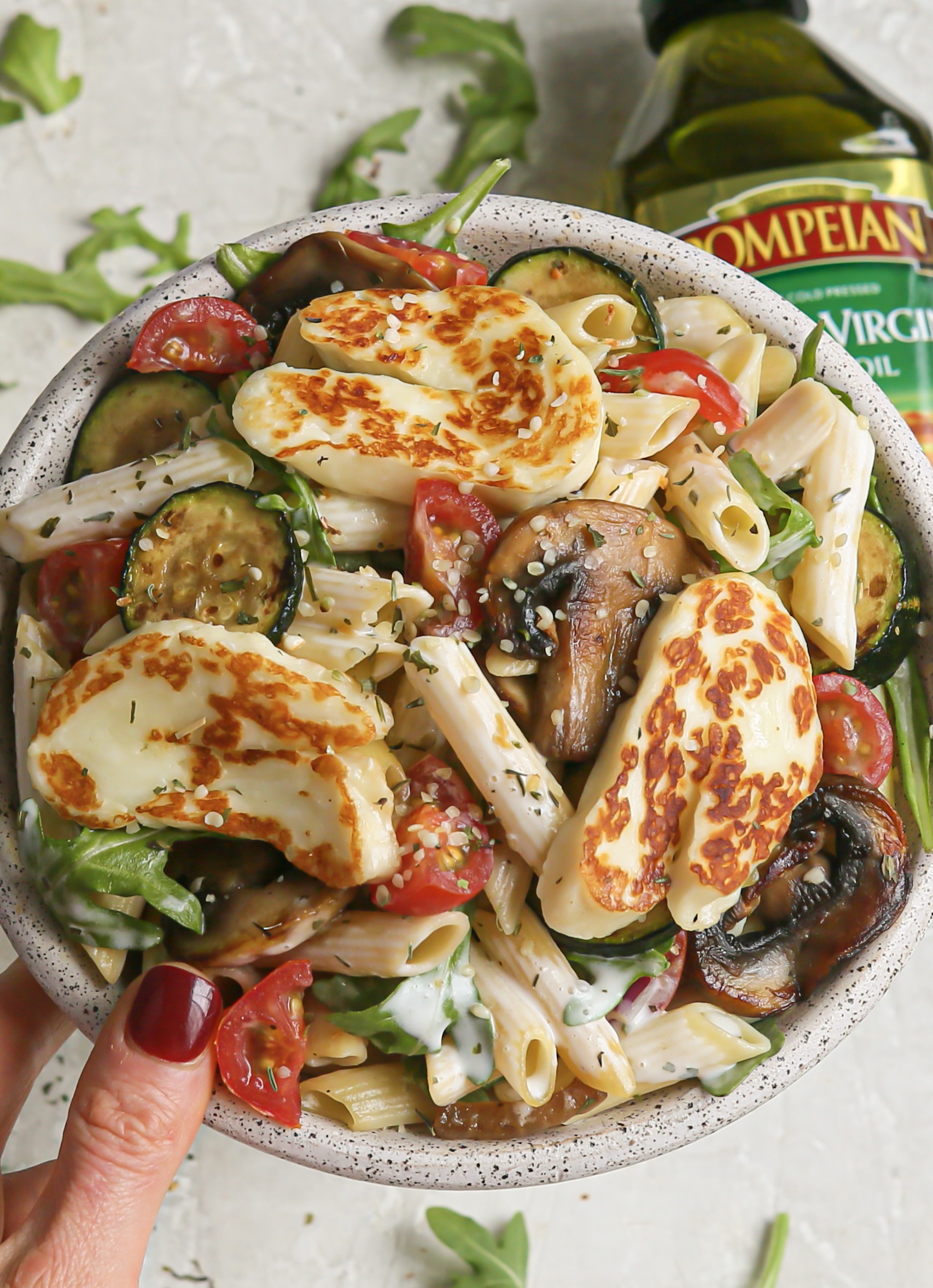 Summer Ranch Pasta Salad With Veggies And Halloumi Pompeian