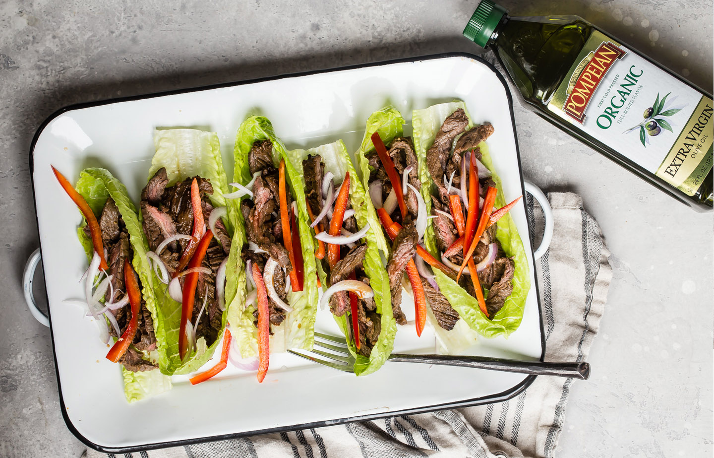 Marinated Beef Lettuce Wraps Pompeian