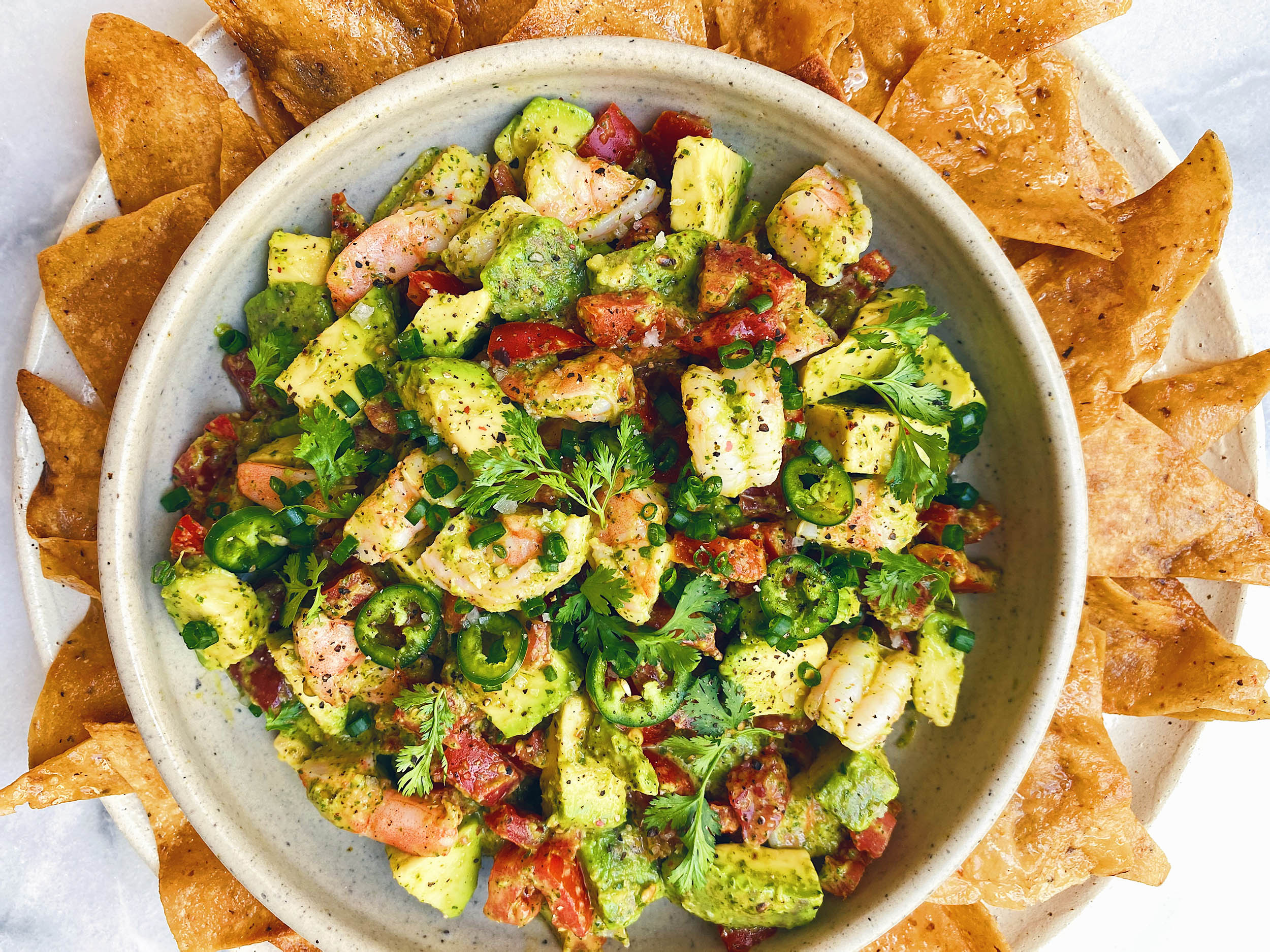 Shrimp Avocado And Tomato Salad With Spicy Cilantro Lime Dressing