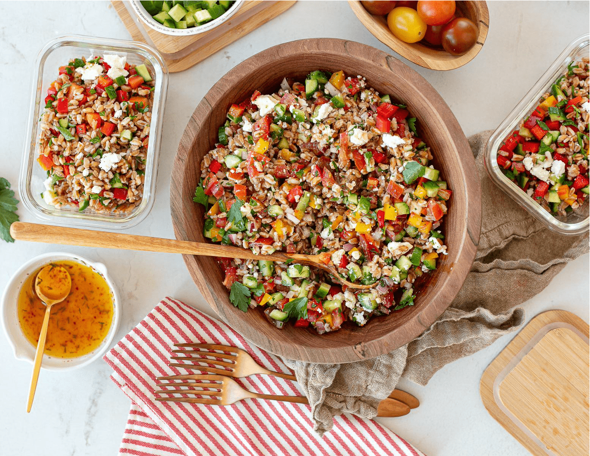 Chopped Mediterranean Farro Pompeian Organic Robust EVOO