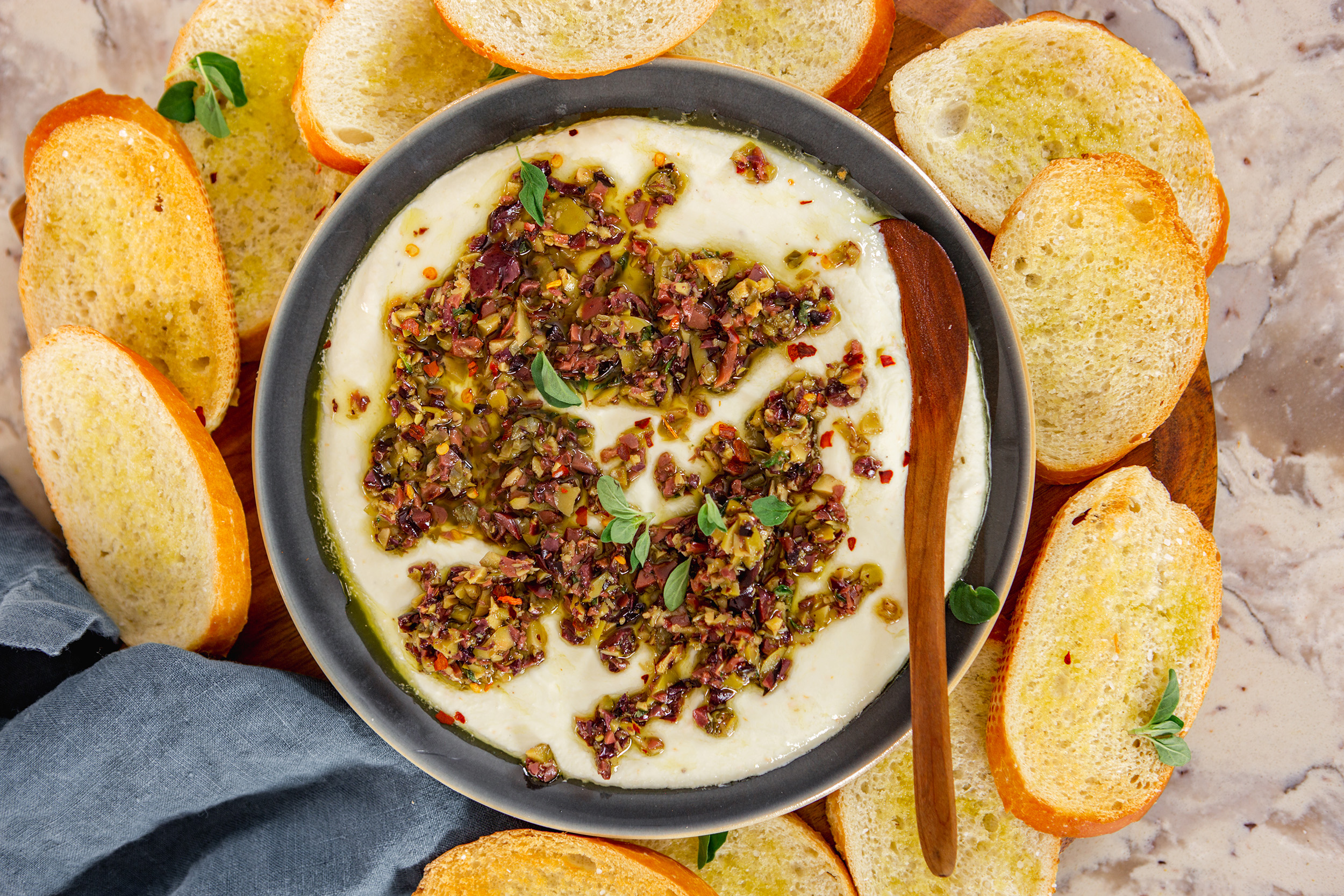 Whipped Feta with Marinated Olive Tapenade - Pompeian
