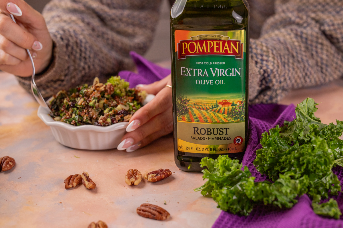 Kale + Quinoa Salad with Olive oil, lemon dressing - Pompeian